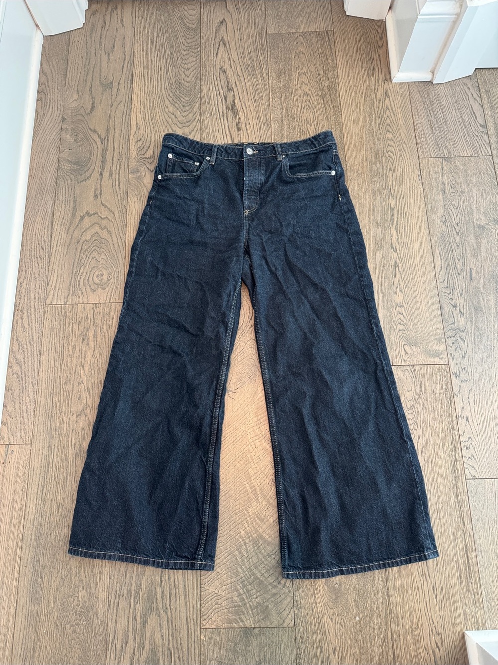 Mango Dark Blue Wide Leg Jeans